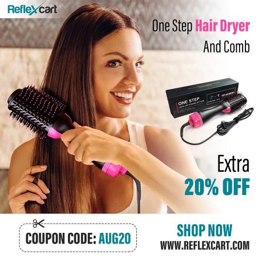 Get one step Hair dryer and comb with extra 20% OFF