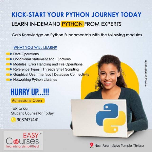 Easy Courses - Professional Training on Python course available both Online and Offline