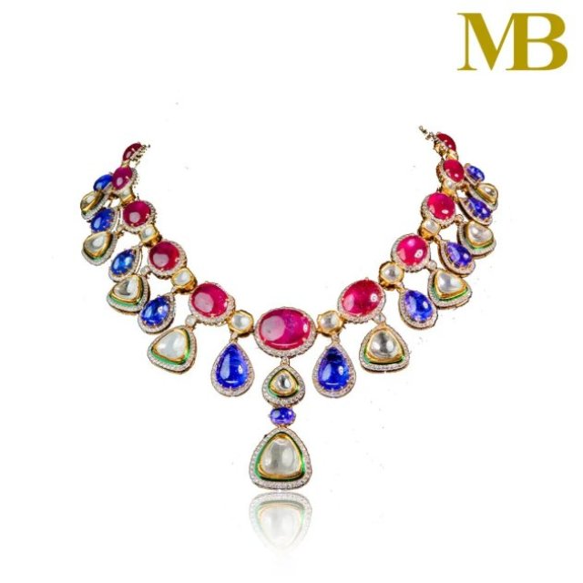 Colour Stone Polki Necklaces- MB Jewellers by Jatin Mehra