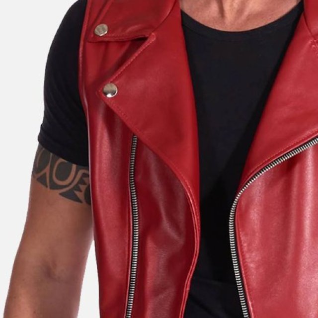 red motorcycle vest