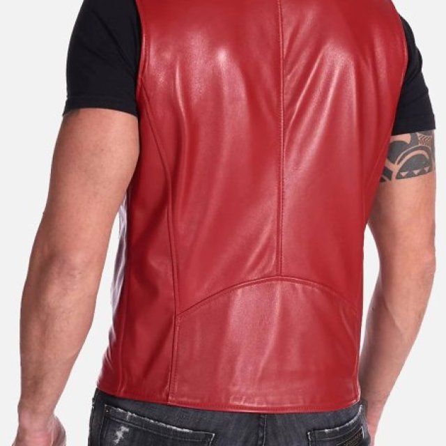 red motorcycle vest