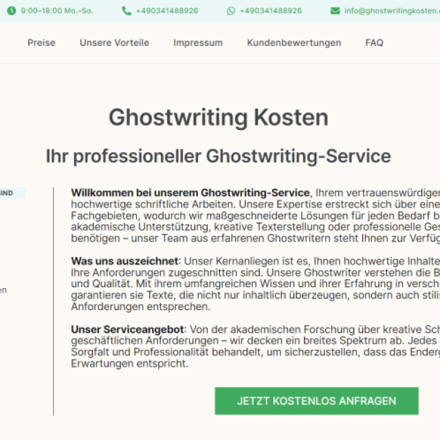 Ghostwriting Kosten