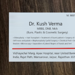 Dr. Kush Verma Plastic surgeon - Skin Specialist, Hair Transplant, Botox, PRP Treatment in Jaipur